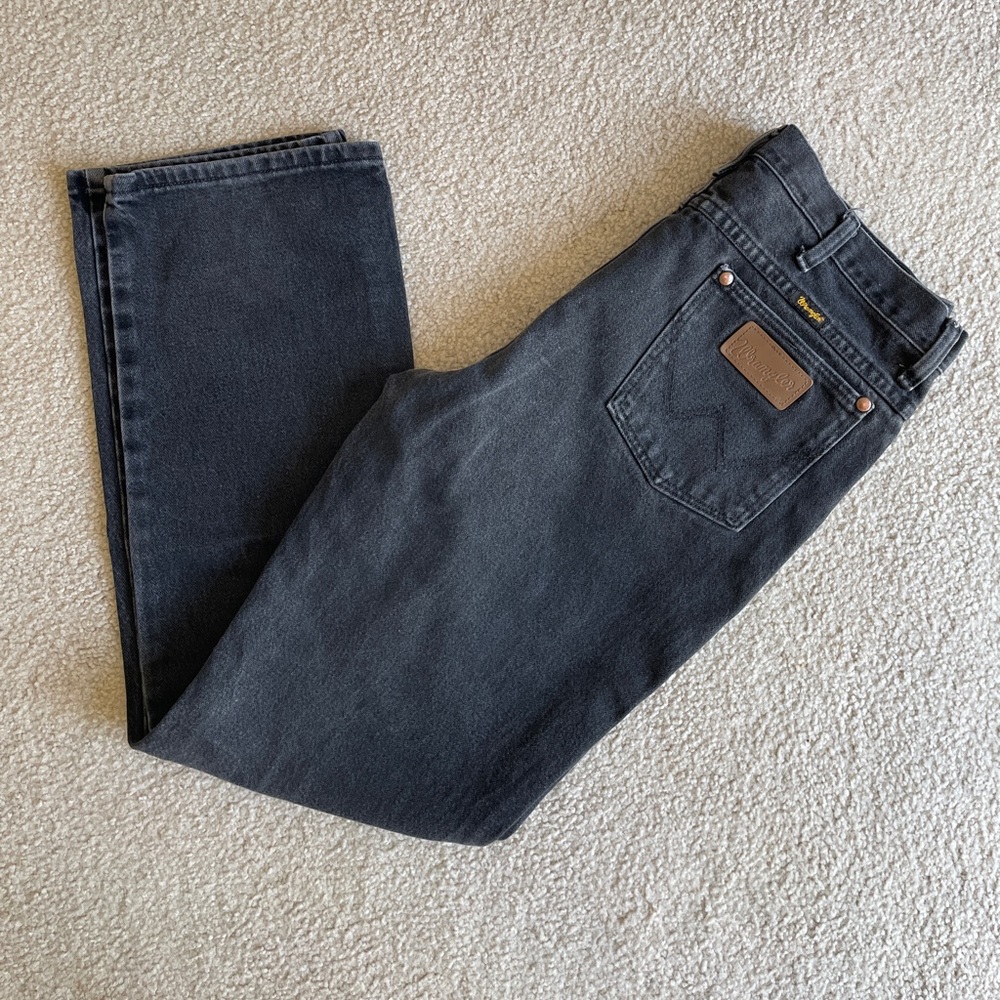 Wrangler 936WBK Black Cowboy Cut Jeans Mens 35x30 Vintage Made in USA.